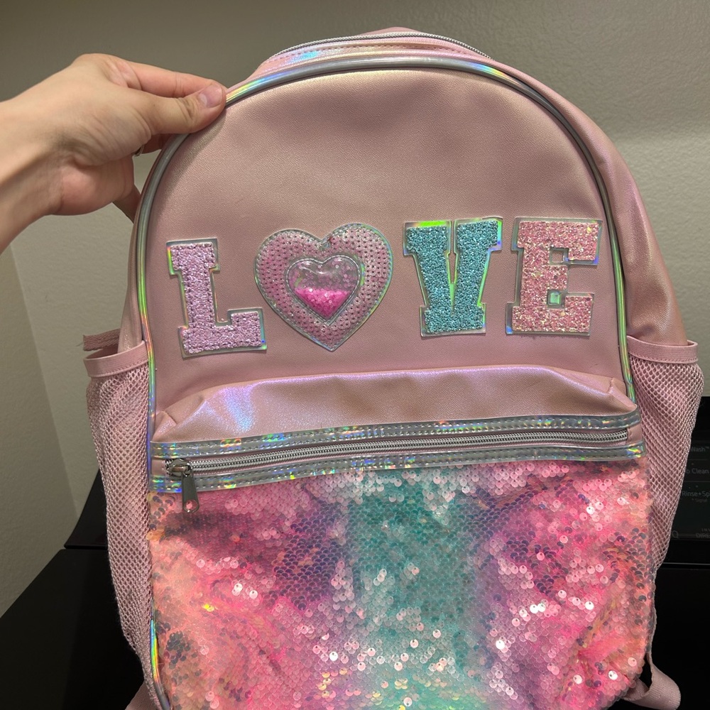 Pink Sequin LOVE Backpack
